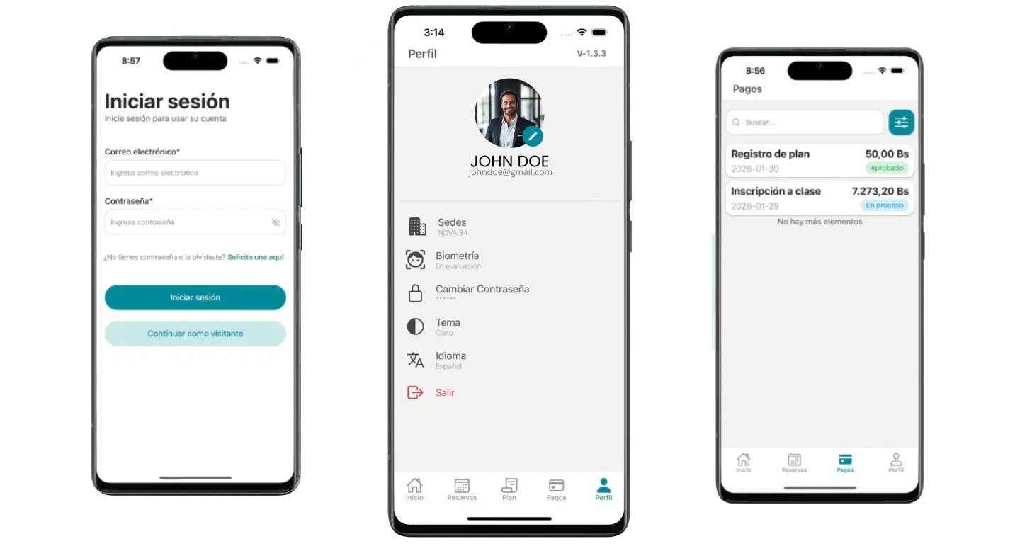 Imagen referencial de la aplicación para clientes de XCORE Cloud